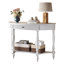 Console demi-lune en bois massif avec tiroir et tablette-537646102