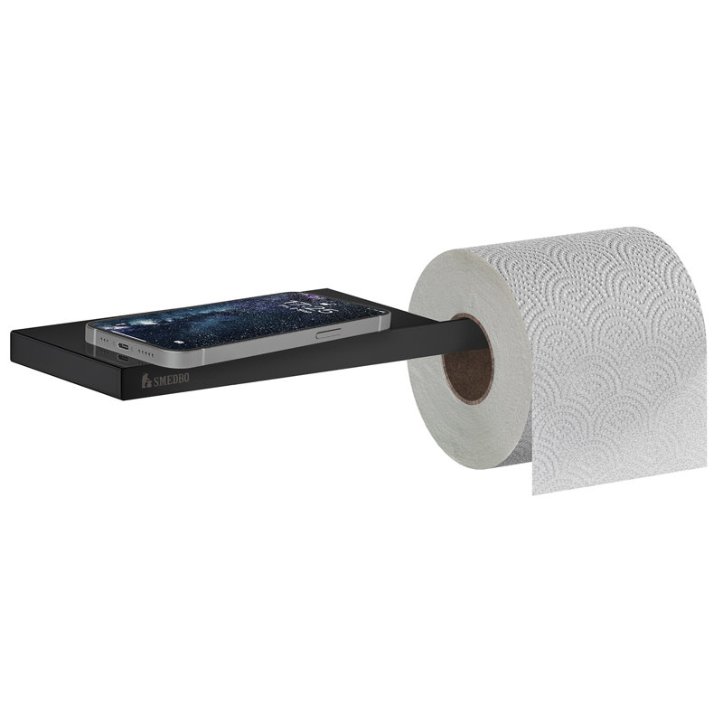 Tablette flottante avec porte-papier hygiénique, Noir mat