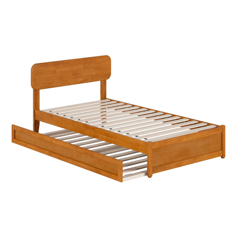 Lit plateforme en bois massif avec lit gigogne assorti Ause, Simple, Caramel clair