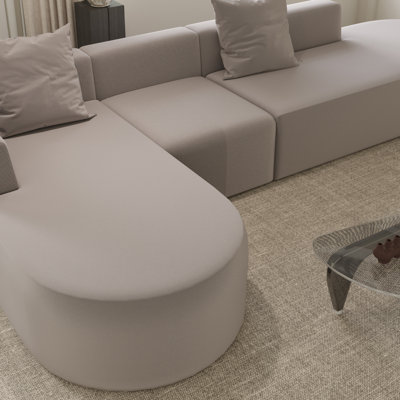 Canapé modulaire en L à canapé modulaire, canapé en velours côtelé désossé de 110 po avec siège profond et repose-pieds mobile, canapé Cloud pour salon, sans assemblage (5 places, gris)