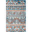 Tapis géométrique en laine / coton touffeté à la main en orange / bleu-716693353