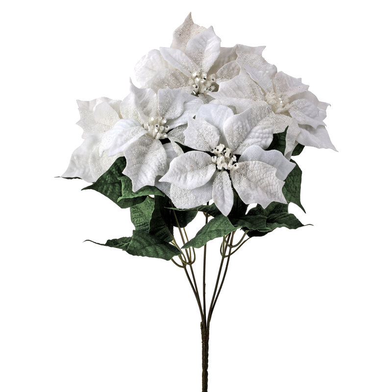 Buisson de poinsettias 18 po x 18 po, Blanc