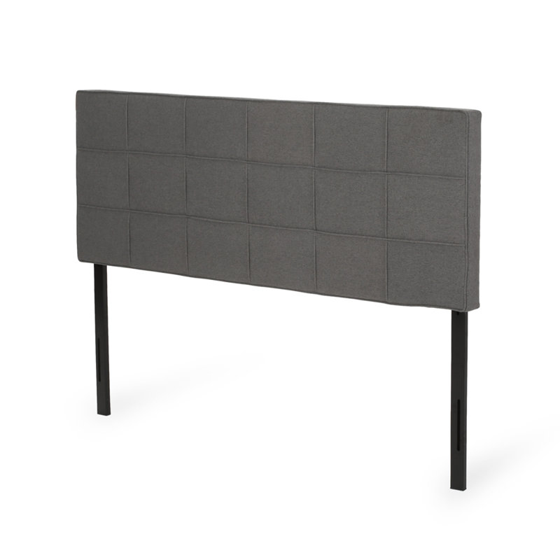 Linen Upholstered Headboards With Metal Leg, Charcoal Gray