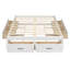 Lit plateforme double avec 6 tiroirs de rangement, cadre en bois minimaliste moderne pour la chambre à coucher, blanc antique-117989119-117989117