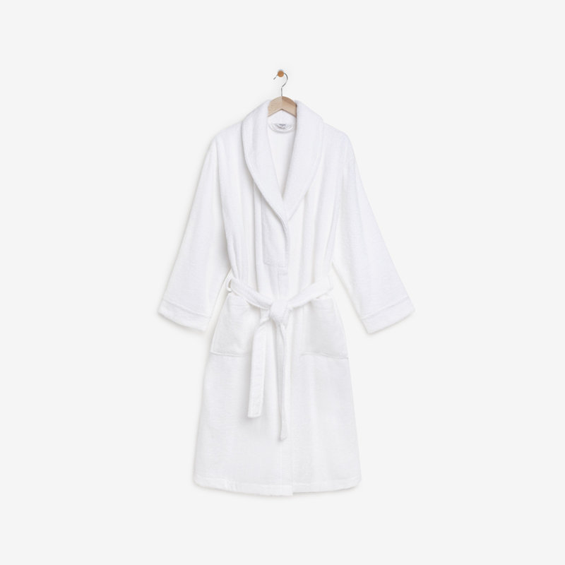 Trautman Mid-Calf Bathrobe with Pockets, White, M