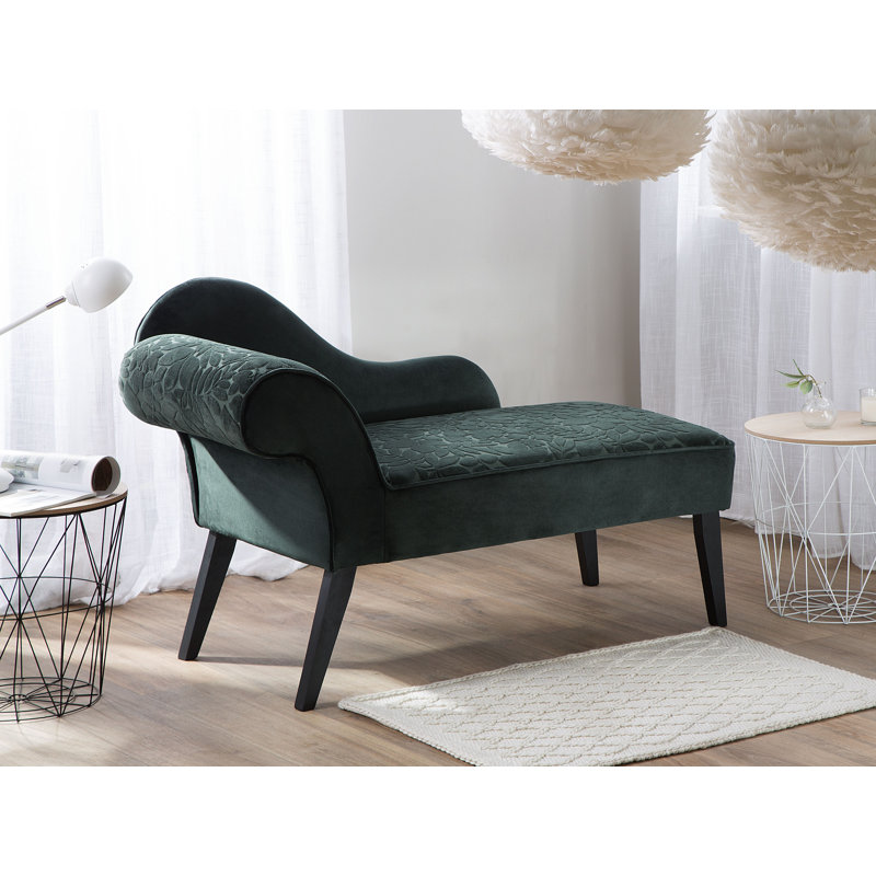 Ava Upholstered Chaise Lounge, Green, Left Hand