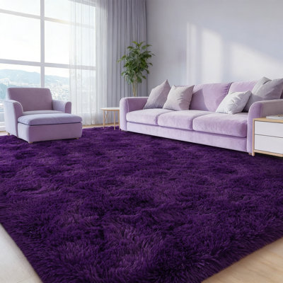 Tapis à poil long moelleux de 6 pi x 9 pi pour salon, tapis à poil long intérieur moderne antidérapants