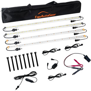 12V LED Exterior Light Bar Kit Dimmable Camping String Lights Weatherproof IP67, Magnetic Mounting, All-in-One Portable Lighting for RV, Camping Tent Car Trailer Boat, 4Pcs