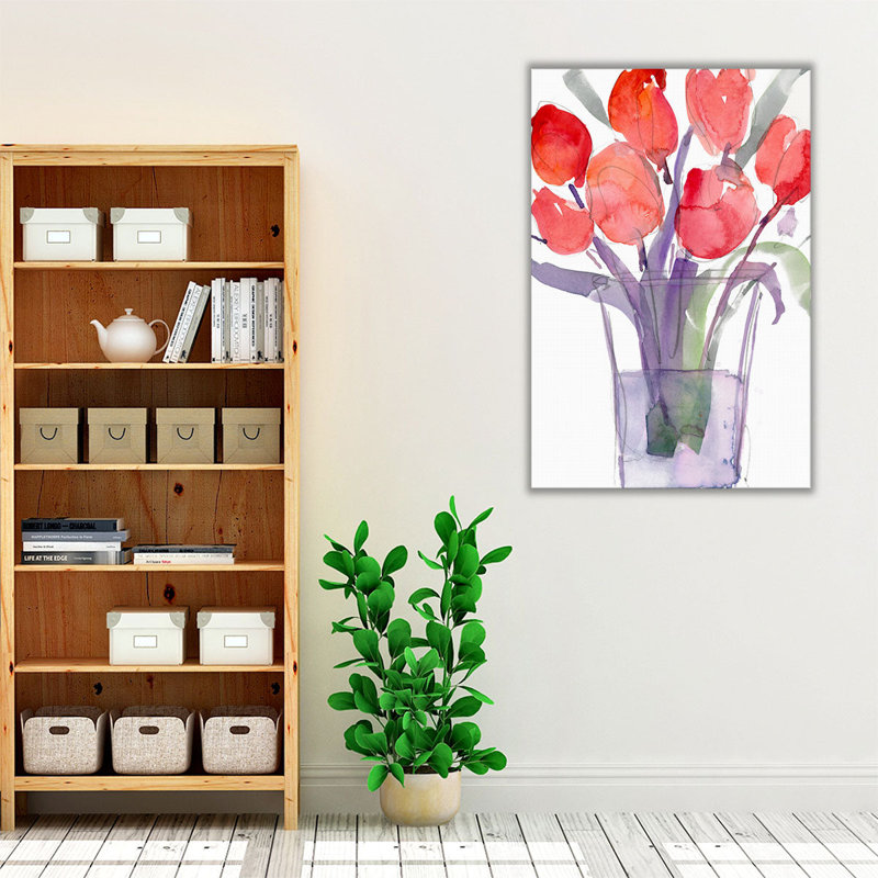 «My Red Tulips I», reproduction d'art sur toile, H 36 po x l 24 po