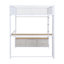 Lit mezzanine pleine grandeur en métal avec DEL, bureau et 3 tiroirs de rangement, bureau décoratif blanc, taille de garde-robe, expérience de qualité