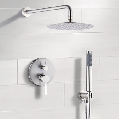 10" Brushed Nickel Shower Head Understandable - Rainfall With Movable Handheld Distinctive Option