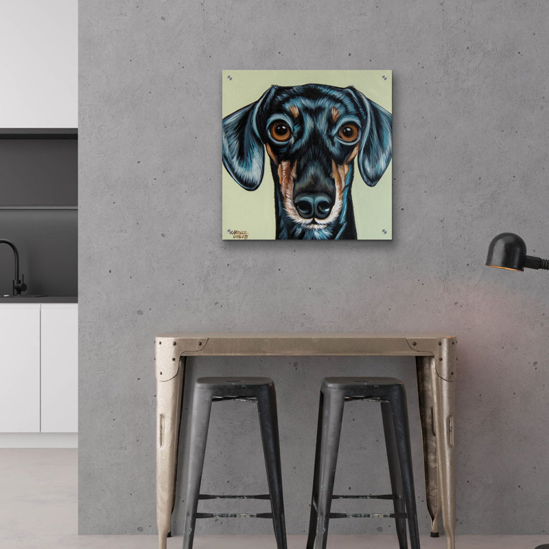 Art mural en verre «Traditional Dachshund» par Carolee Vitaletti, H 24 po x l 24 po x P 0,2 po