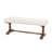 Fabric Cream Bench with Brown Turned Legs