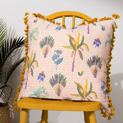 Chamae Floral Pink Square Throw Cushion
