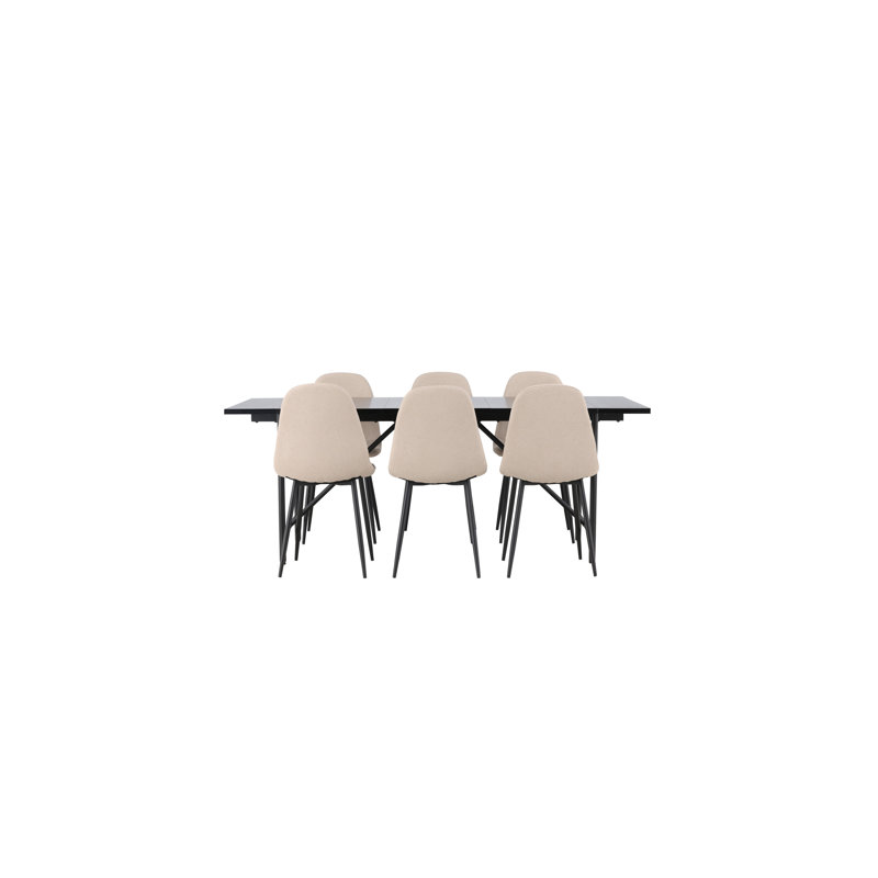 Castellanos 6 - Person Dining Set, Beige, Beige