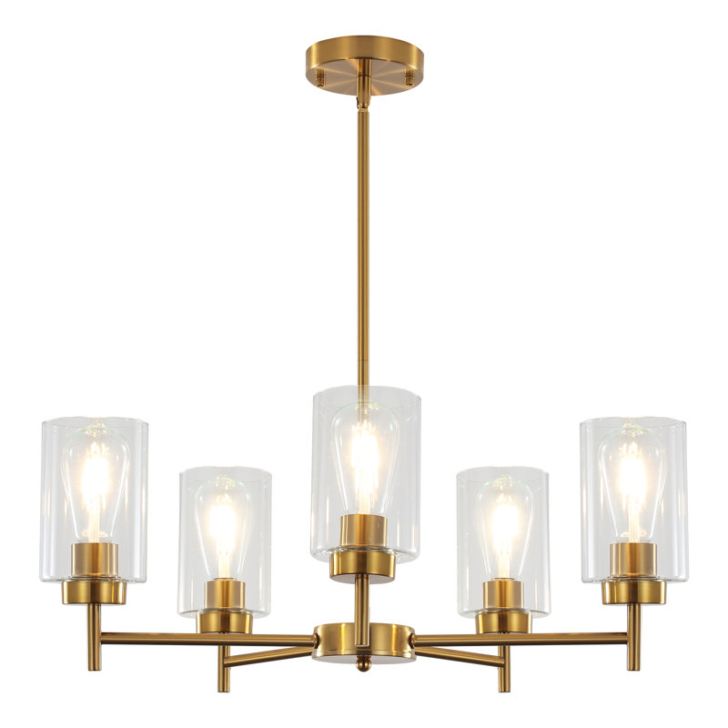 5 - Light Dimmable Kitchen Island Chandelier, Gold