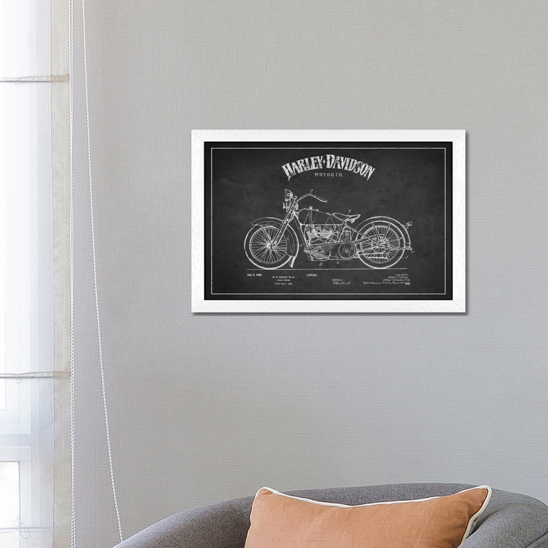 Harley-Davidson by Aged Pixel - Print on Canvas, 152.5 cm H x 101.5 cm W, White Framed