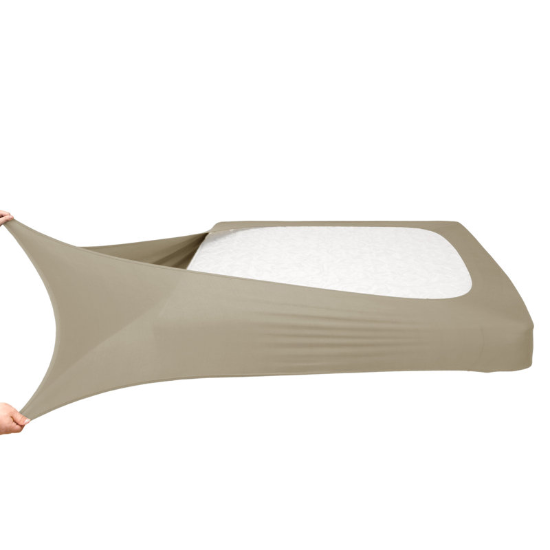 Jersey Knit Stretchy Wrap Around Box Spring Cover, King, Taupe