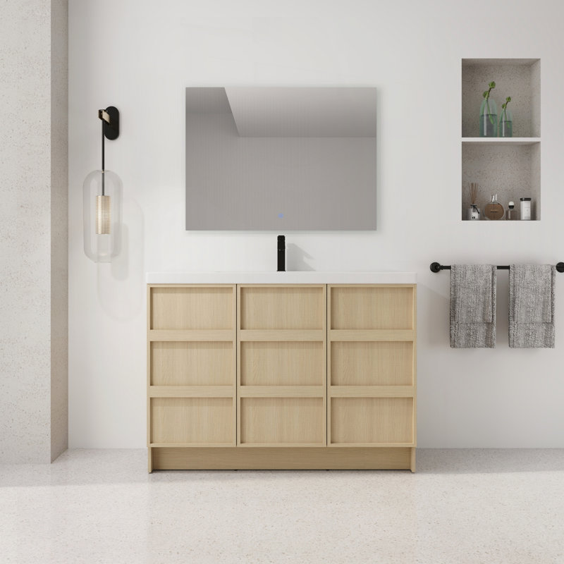 Meuble-lavabo autoportant 48 po avec lavabo en résine, 48"