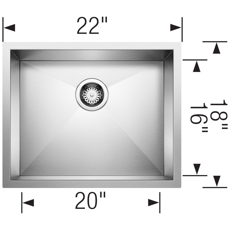 Blanco Quatrus 22" L X 18'' W Single Bowl Stainless Steel Undermount Kitchen Sink
