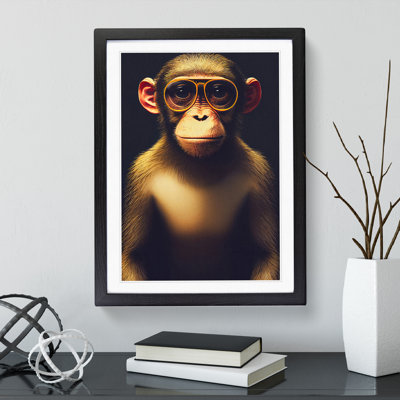 Monkey In Glasses No.3 - Framed Print