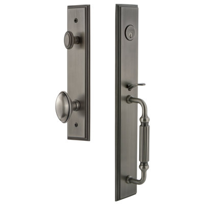 Carré Handleset with Single Cylinder Deadbolt and Eden Prairie Door Knob and Rosette