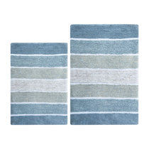 Rectangular Frayed Edge Teal Bath Rug