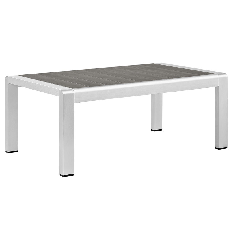 Table basse d'extérieur en aluminium Shore en gris argenté par Modway