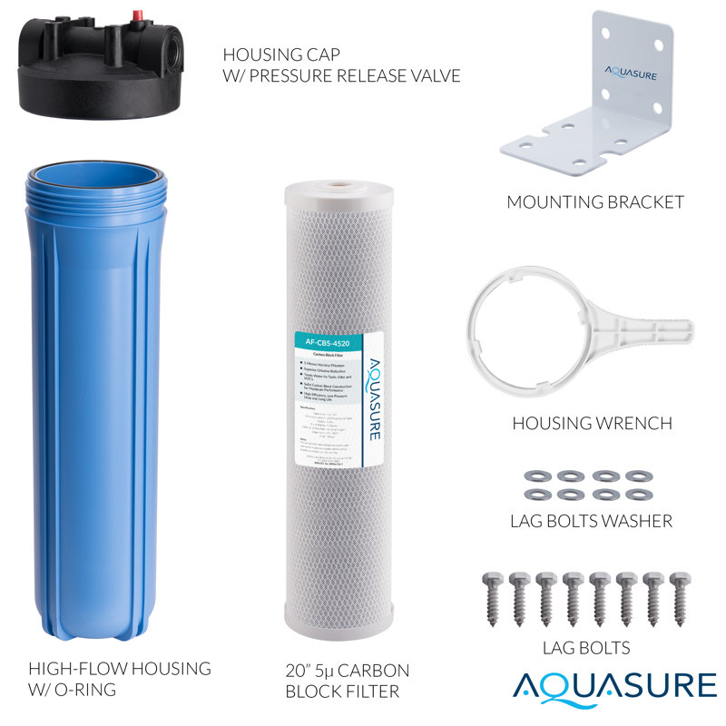 Aquasure Fortitude High Flow 20" Blue Carbon Block Water Filter System