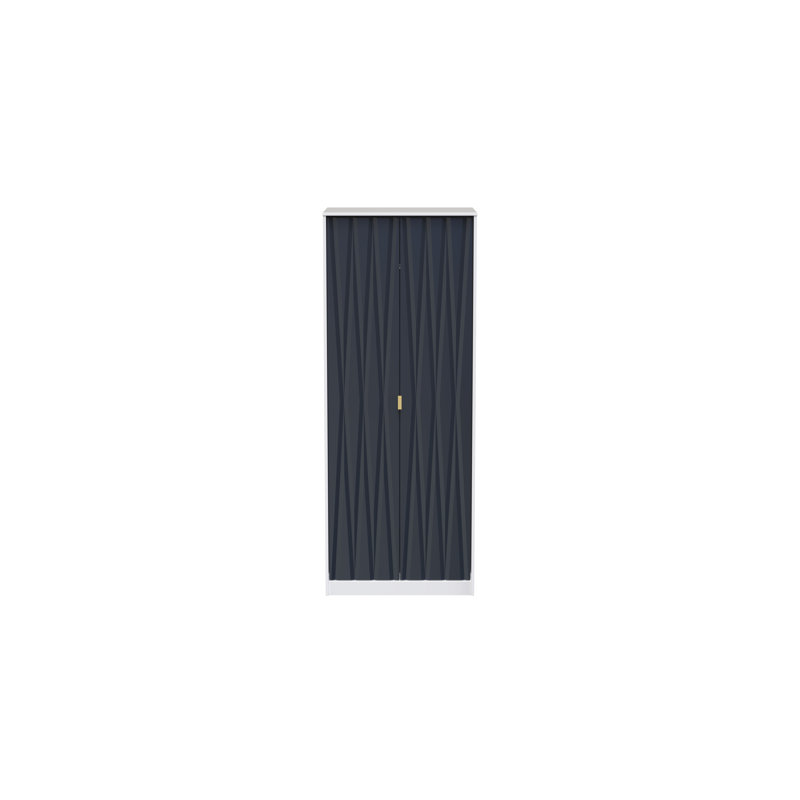 Fully Assembled Fellgren Diamond 2 Door Wardrobe, Indigo / White Matt Veneer