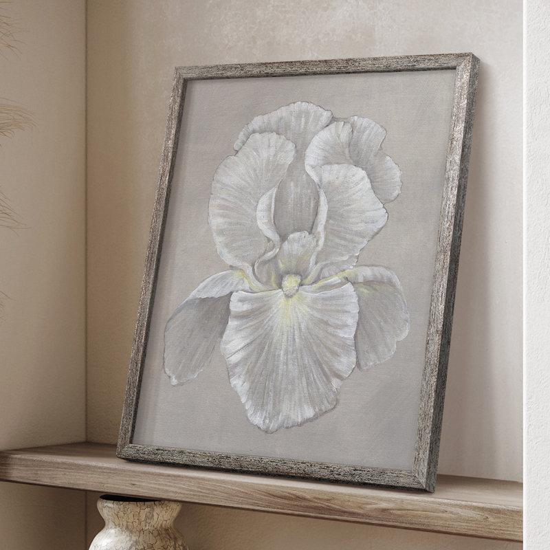 White Iris II Framed Print - Solid Wood, 11" H x 9" W