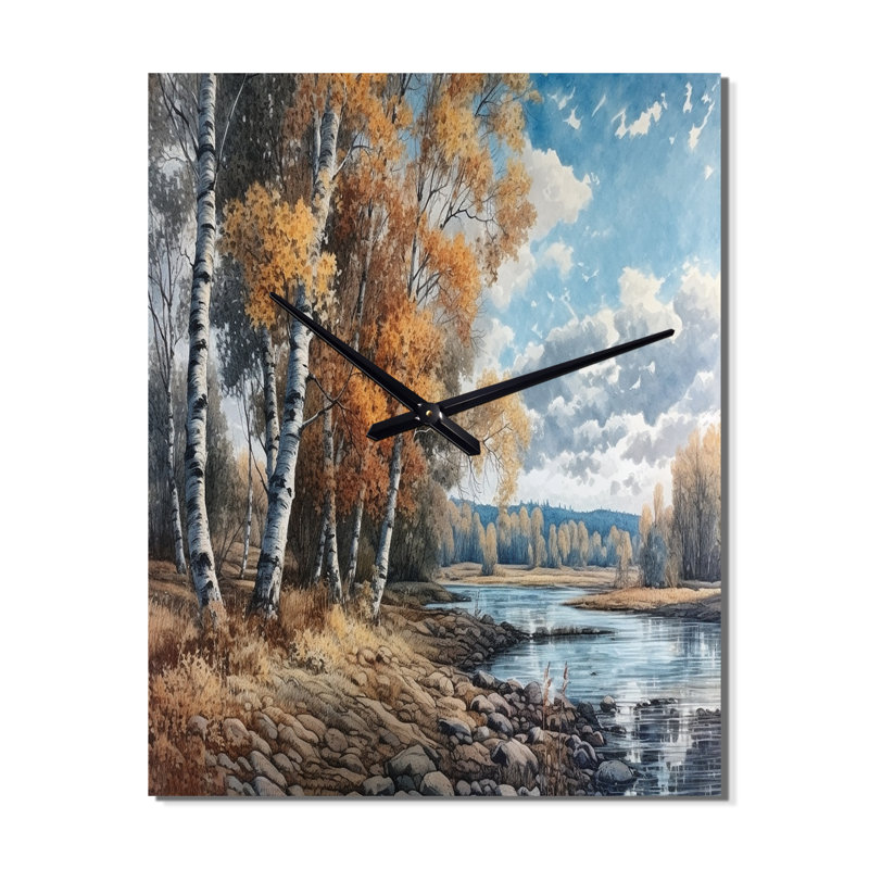 Forest And Pond Tranquillity II - Tree Wall Clock, 32" H x 24" W