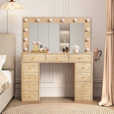 Makeup Vanity With Usb Power Outlet And 3 Modes Adjustable Brightness Light