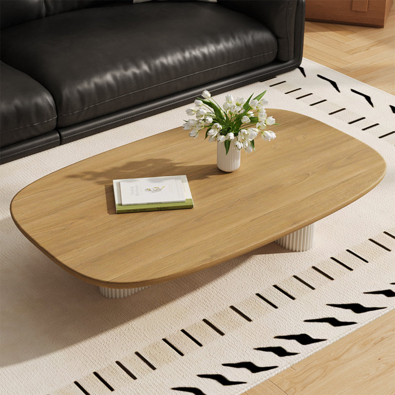 Table de salon simple en bois massif carré, Burlywood, H 15,7 po x L 63 po x l 31,5 po