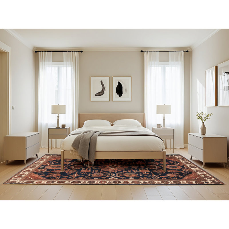 Machine Washable Persian Brown Area Rug, Rectangle 5' x 8'