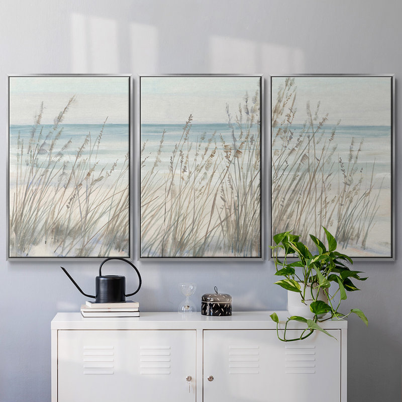 Beach Grass II 3 pièces, Encadrement argenté, H 40 po x l 78 po