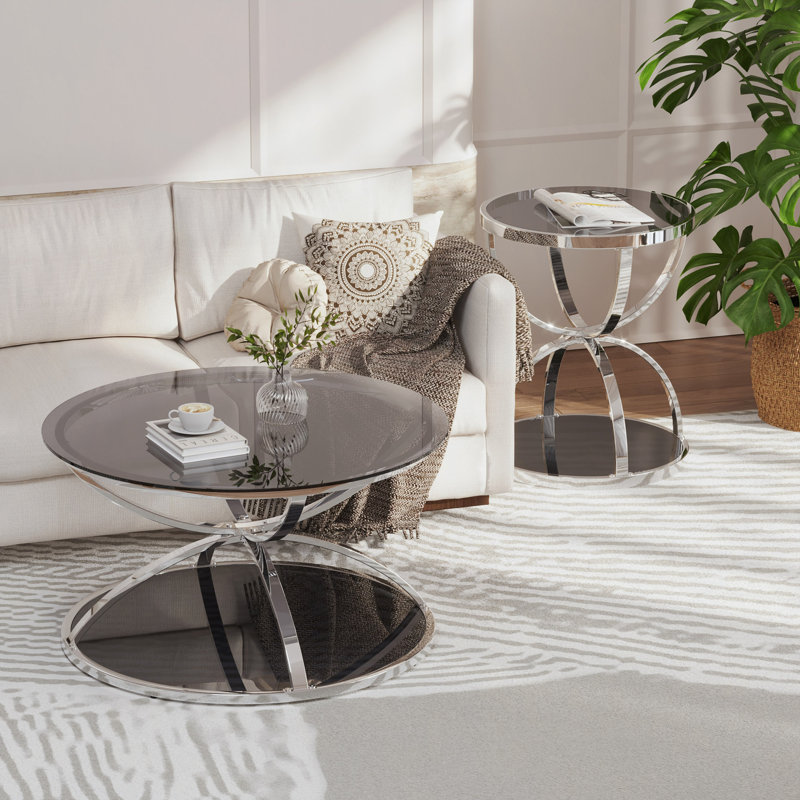 Ensemble de tables basses Modern Modern, Argent