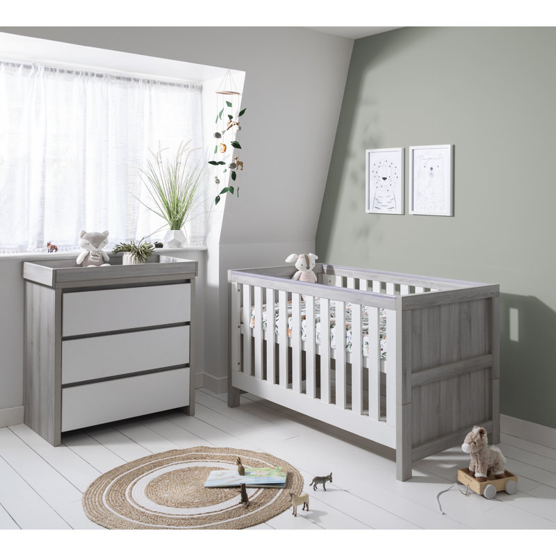Tutti Bambini Modena 2-Piece Nursery Furniture Room Set, White/Grey Ash