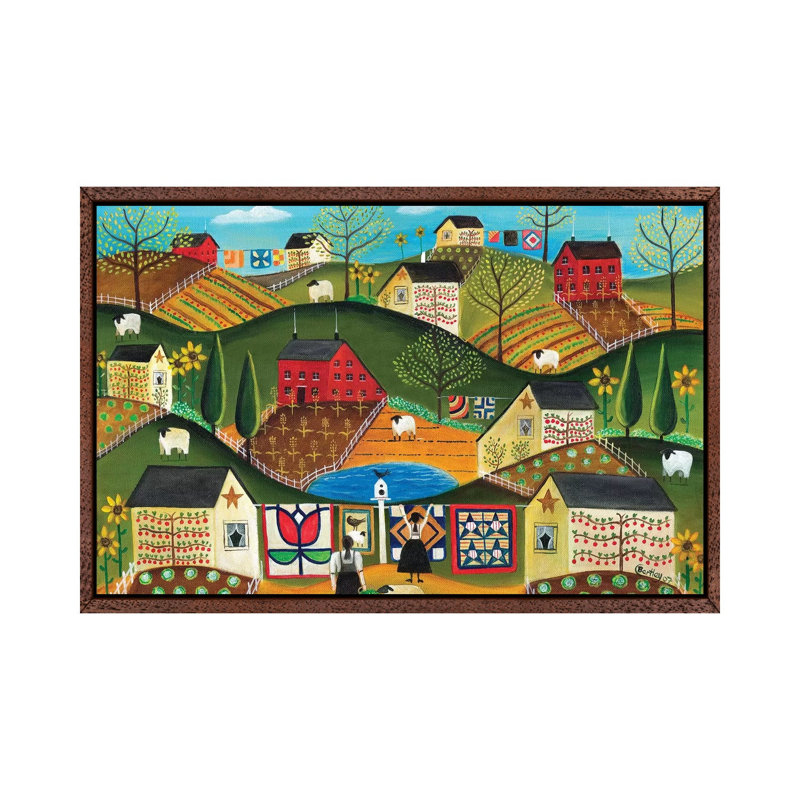 Country Garden Folk Art Quilts by Cheryl Bartley - Painting on Canvas, 45.72cm H x 66.04cm W x 3.81cm D