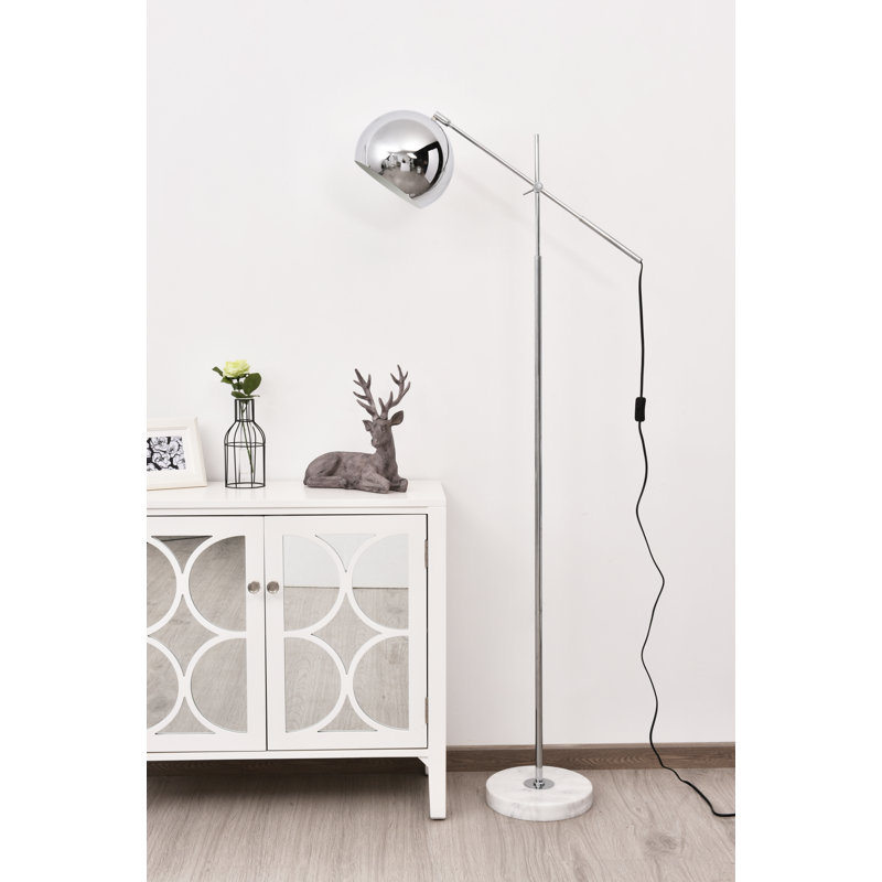 Caiyden 67.8'' Arched Floor Lamp, Chrome/White, Chrome