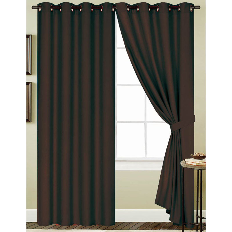 Monaca Semi-Sheer Window Curtain Panel with Grommets, Chocolate, 54" W x 84" L