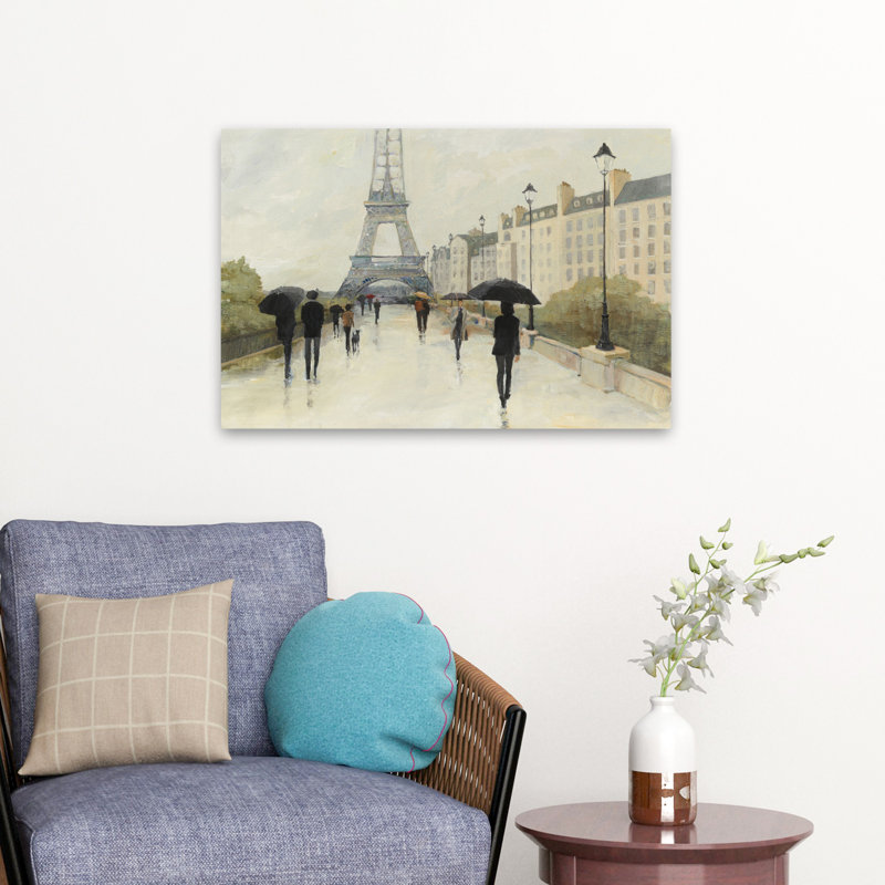 Tour Eiffel française et traditionnelle sous la pluie, H 24 po x l 16 po