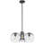 3-Light  Height Adjustable Black Chandelier with Glass Globe Shades