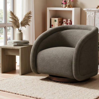 Fauteuil d'appoint pivotant élégant avec base en bois massif | Rotation à 360 ° et confort ergonomique