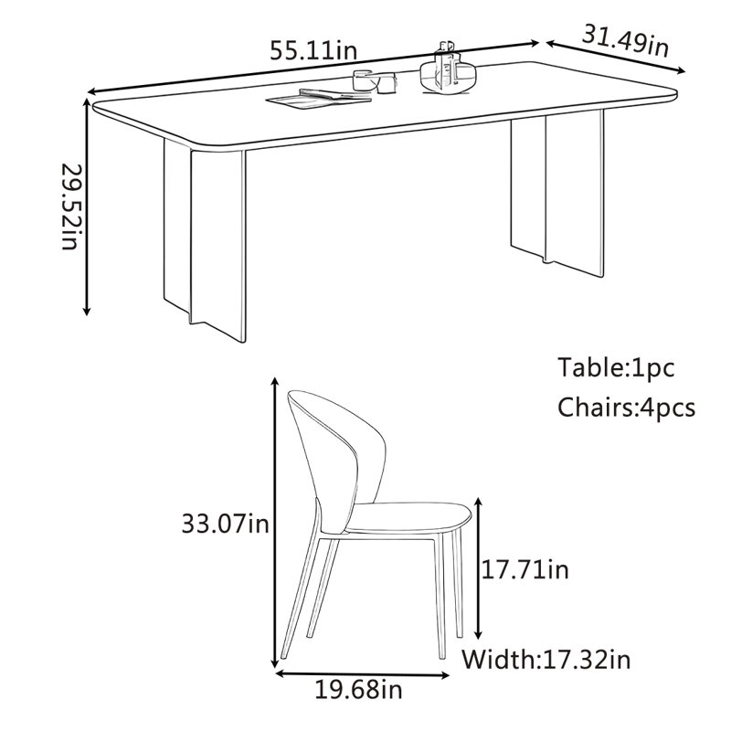 Honn, 29.52"H x 55.11"L x 31.49"W