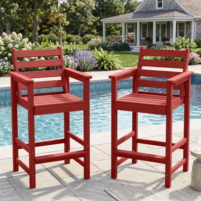2-Piece Oversized Bar Height Adirondack Chair Set, Widened Outdoor Pub Stools for Patio, Balcony, Poolside & Garden