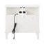 Table d'appoint blanche avec fonction de charge: 2 tiroirs, espace ouvert, pieds en bois massif, conception cannelée, tiroirs de la commode de la chambre à coucher-937533906
