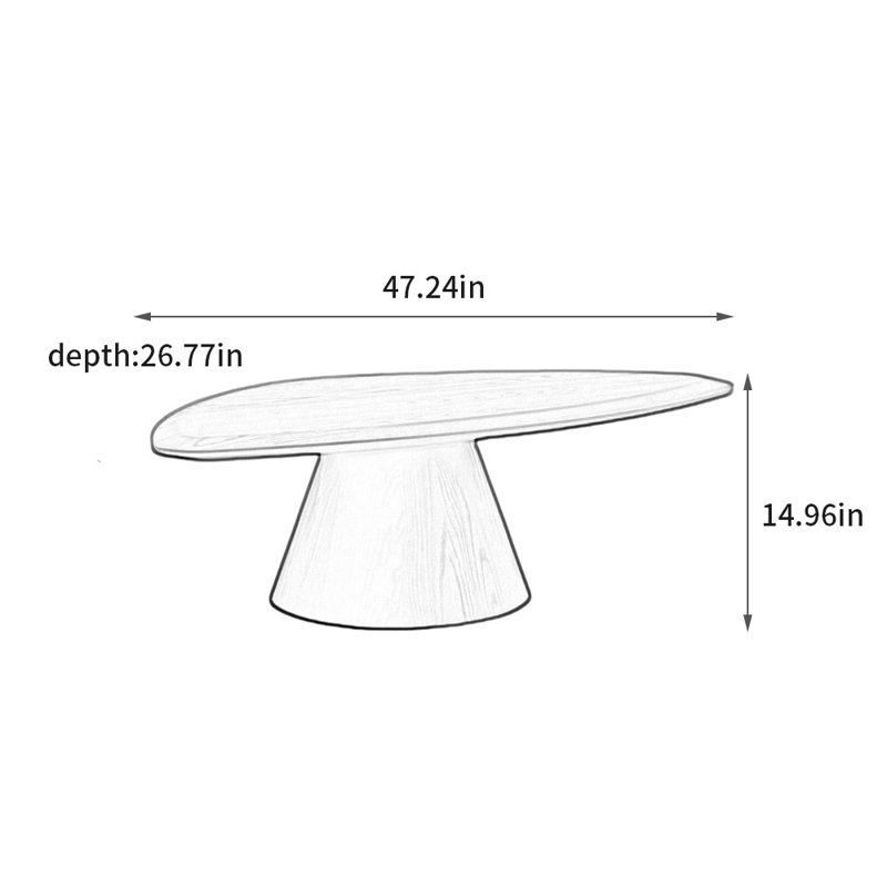 Table basse en bois massif de forme Wabi-sabi, H 14,96 po x L 47,24 po x l 26,77 po