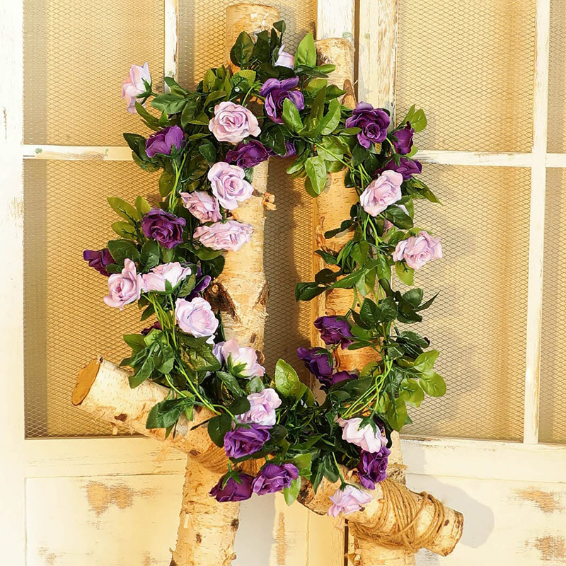 3PCS 23,7pi guirlande de fleurs mauves artificielles