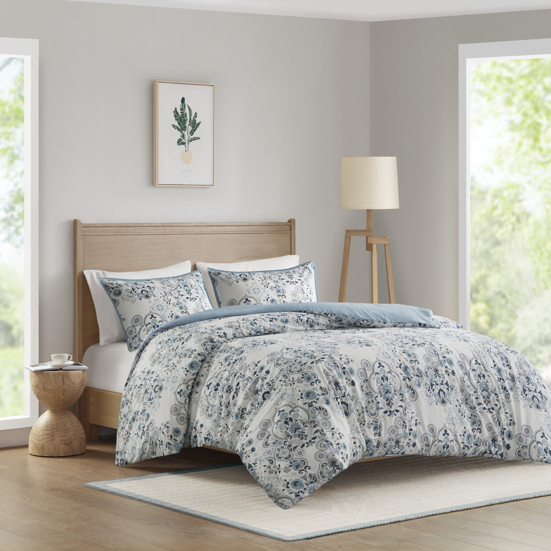 Brielle Cotton Floral Printed Duvet Cover Set Madison Park 